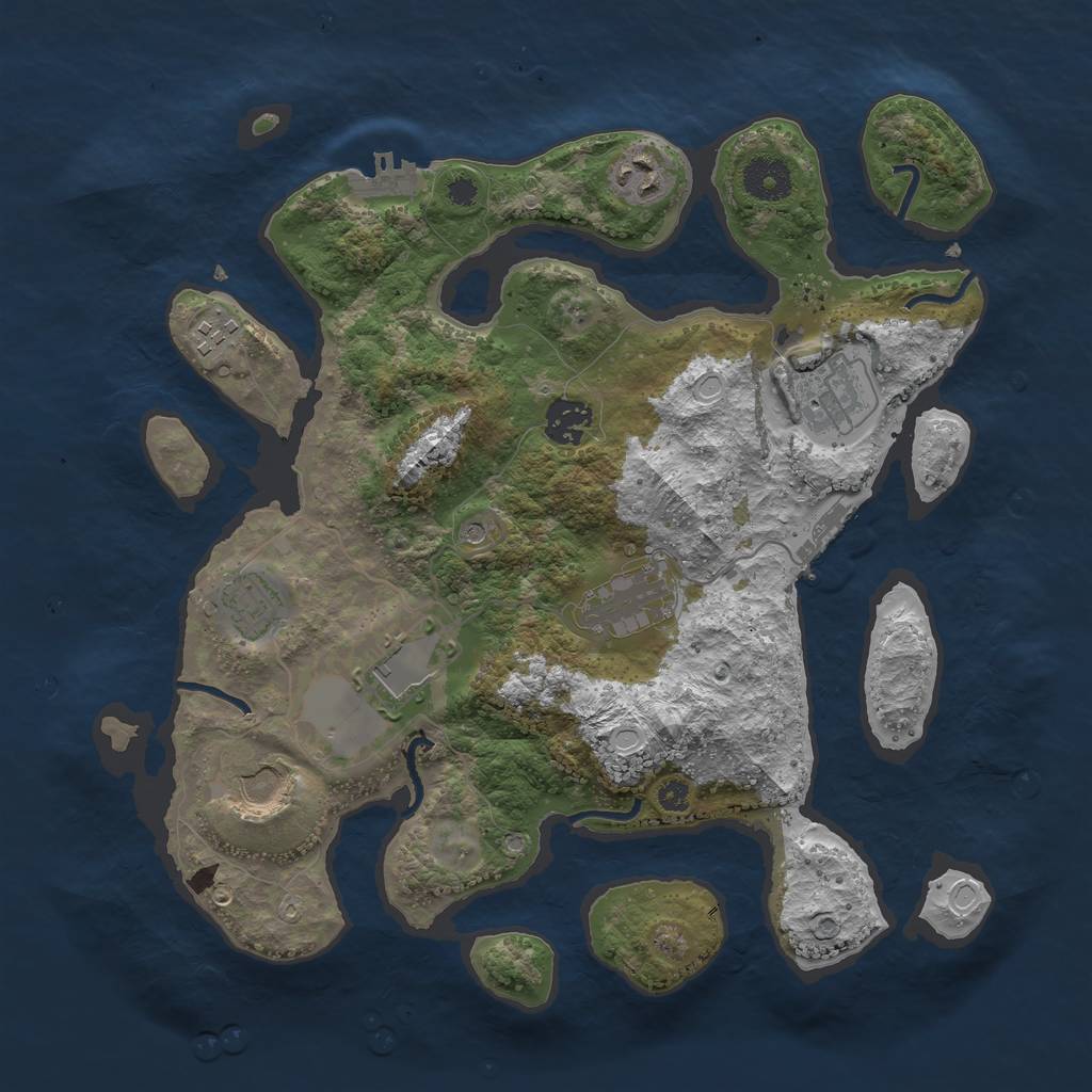 Rust Map: Procedural Map, Size: 3500, Seed: 1757991699, 16 Monuments