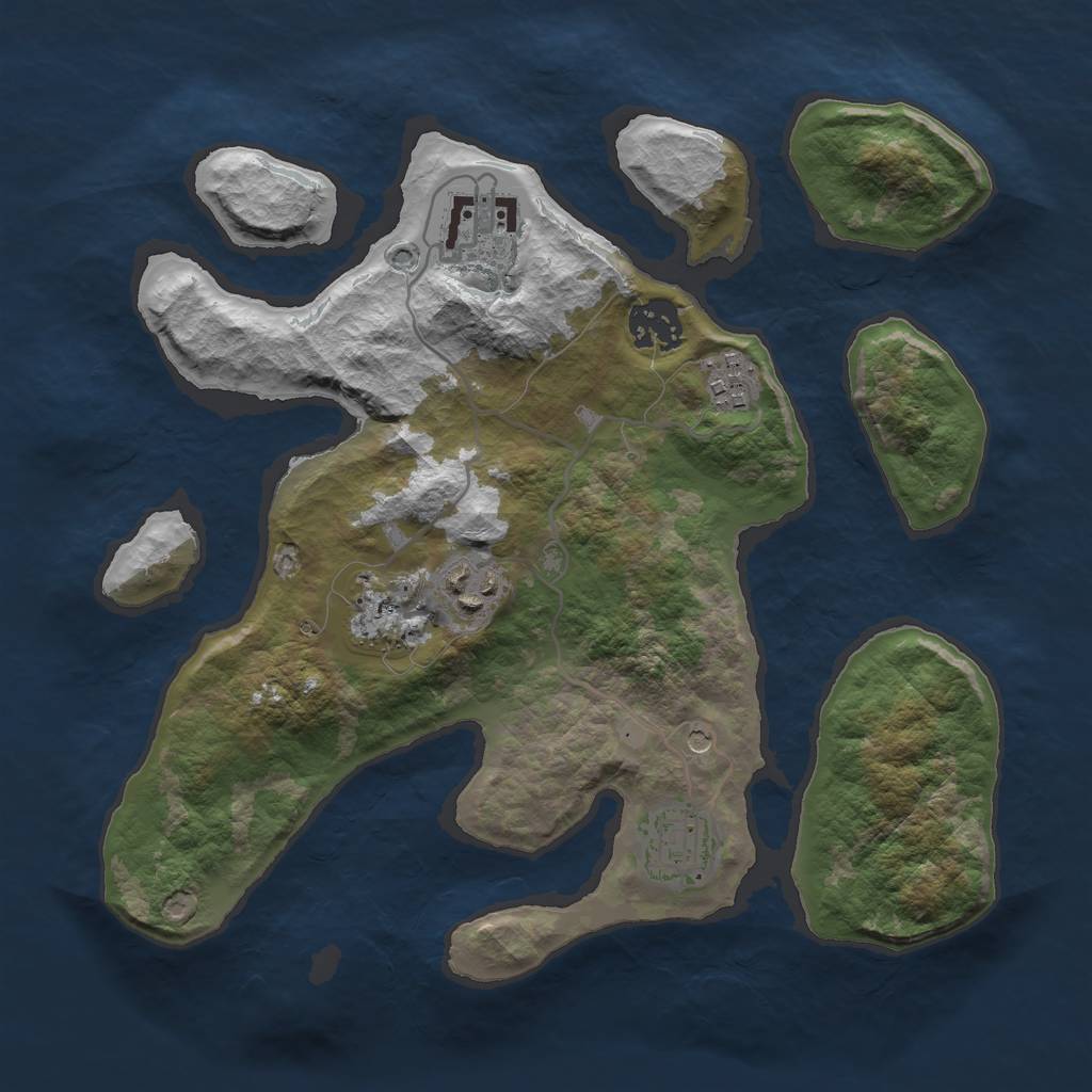 Rust Map: Barren, Size: 3000, Seed: 327787, 9 Monuments