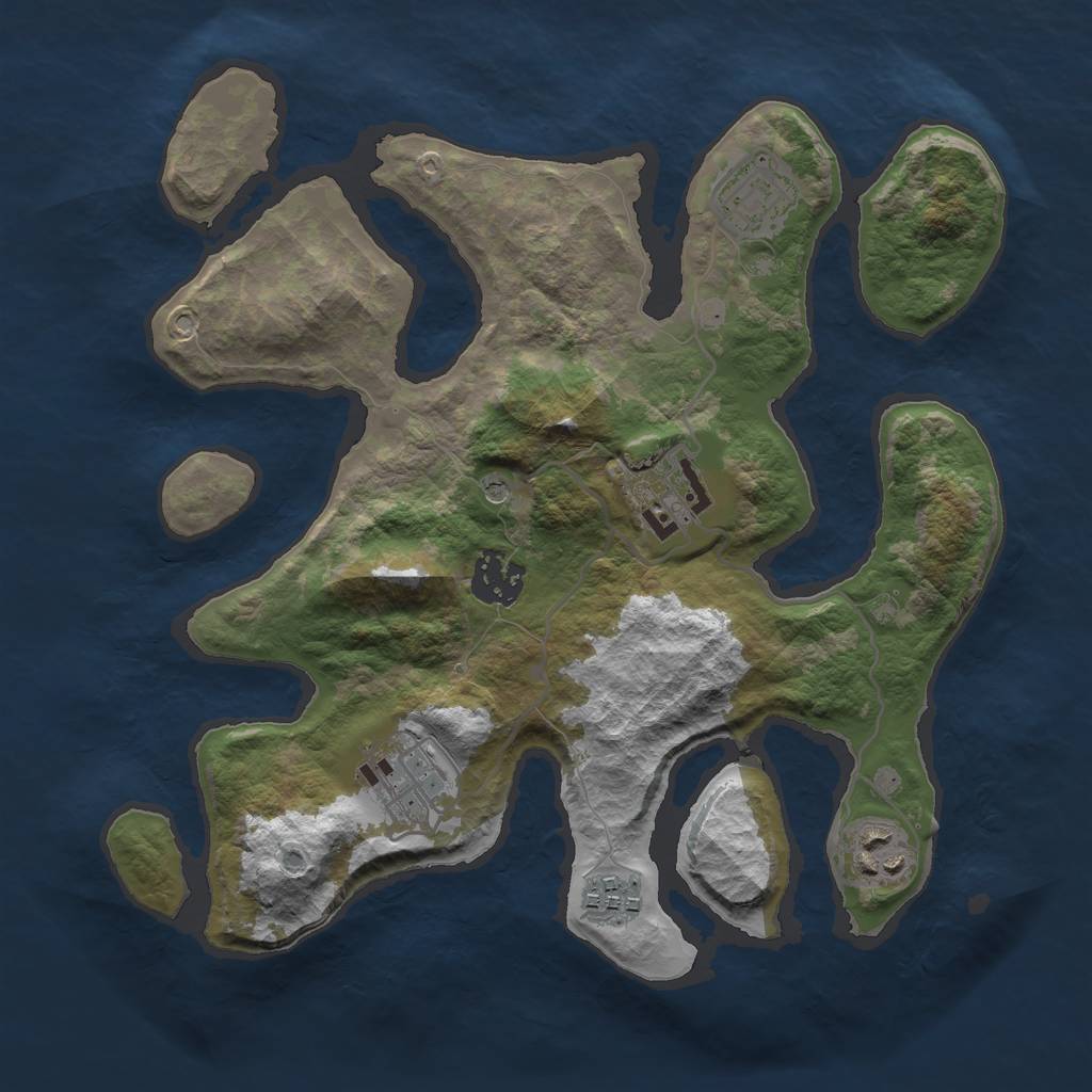 Rust Map: Barren, Size: 3000, Seed: 532487, 9 Monuments