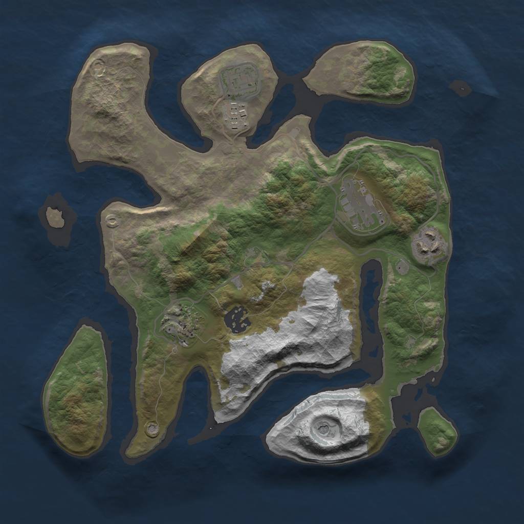 Rust Map: Barren, Size: 3000, Seed: 908892, 9 Monuments