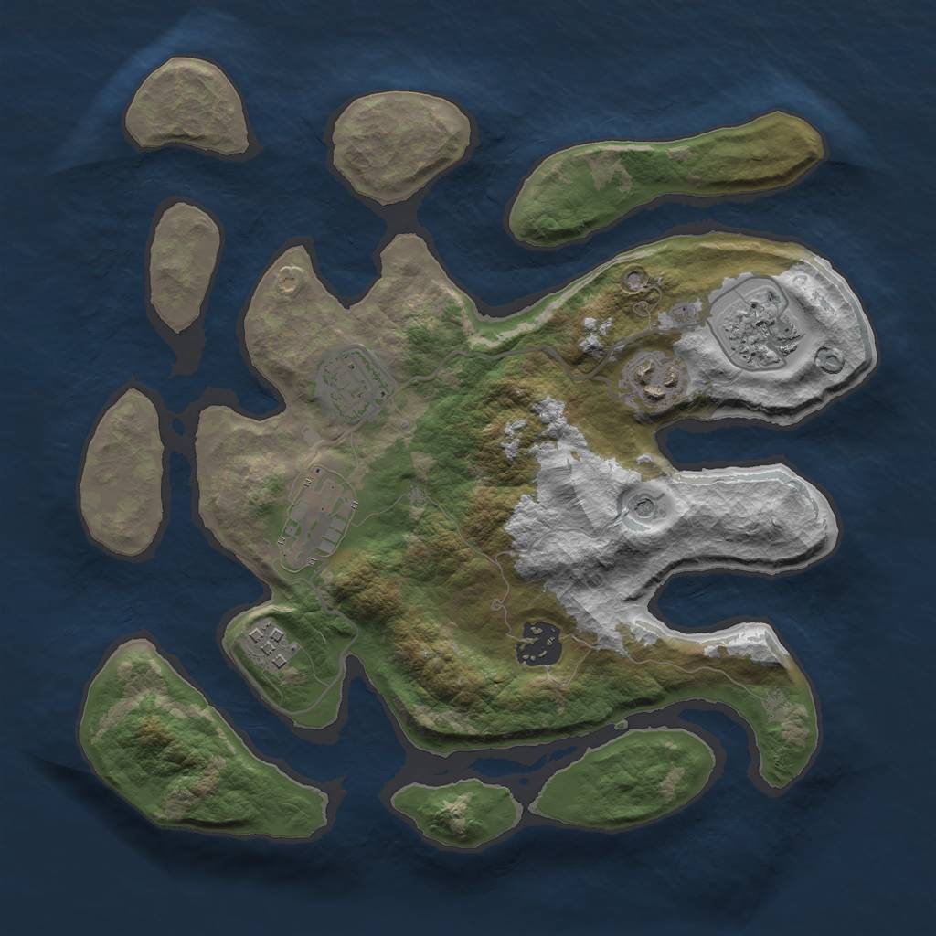 Rust Map: Barren, Size: 3000, Seed: 925417, 9 Monuments