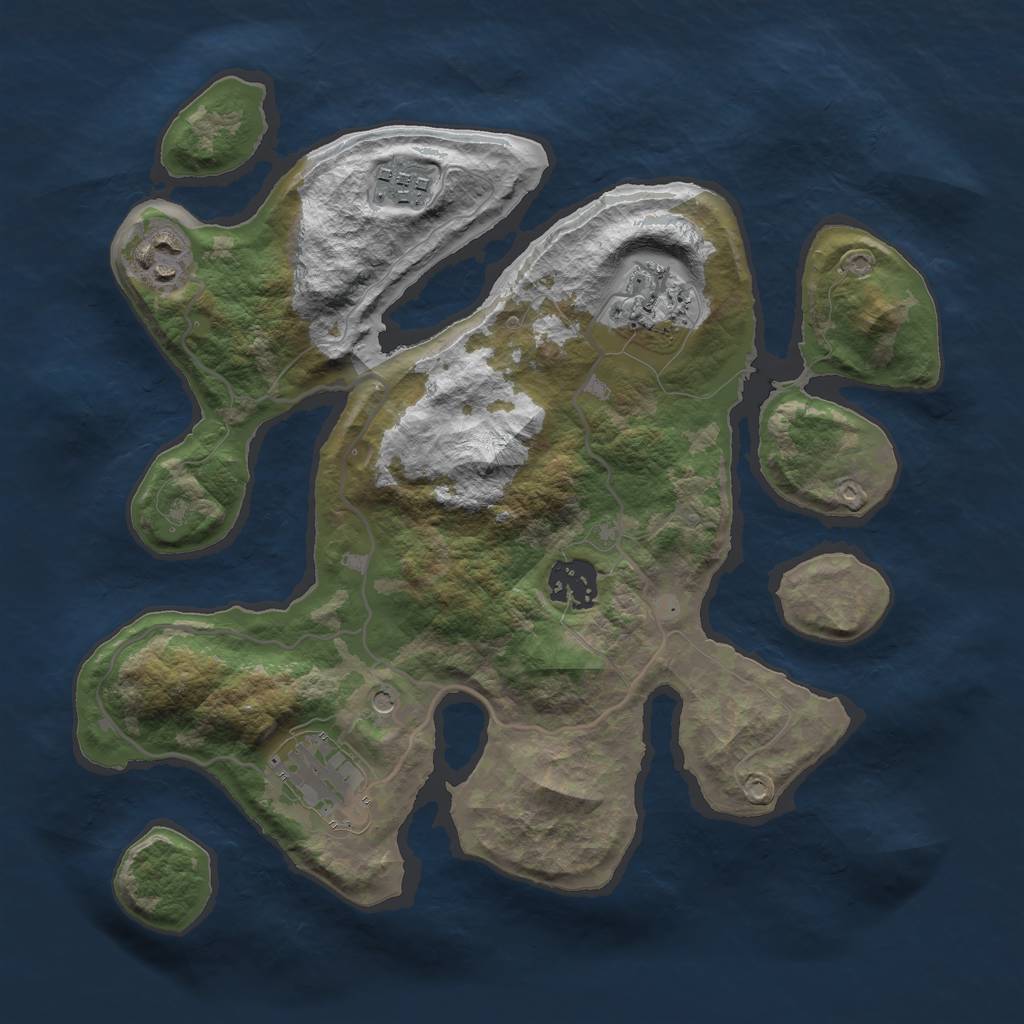 Rust Map: Barren, Size: 3000, Seed: 924819, 8 Monuments