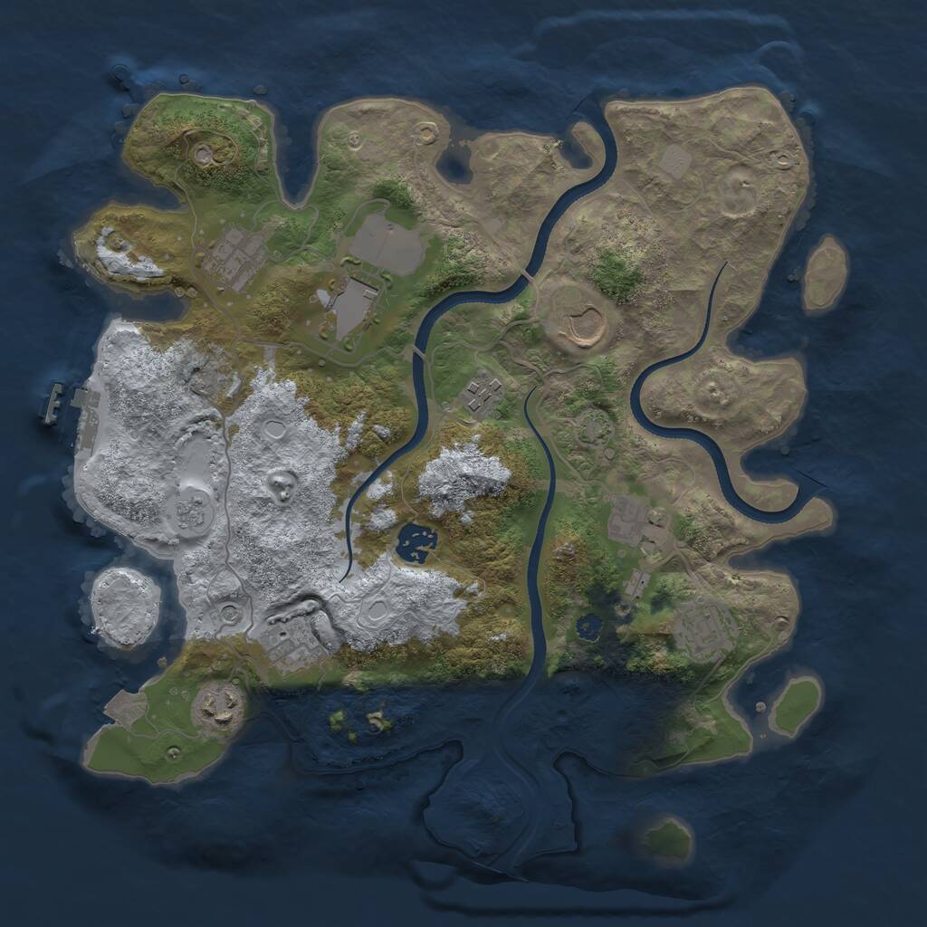 Rust Map: Procedural Map, Size: 3500, Seed: 1986375, 14 Monuments