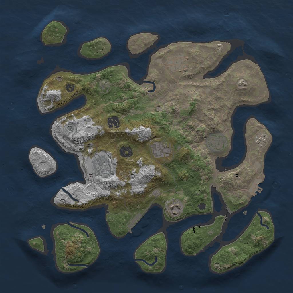 Rust Map: Procedural Map, Size: 3498, Seed: 6551267, 15 Monuments