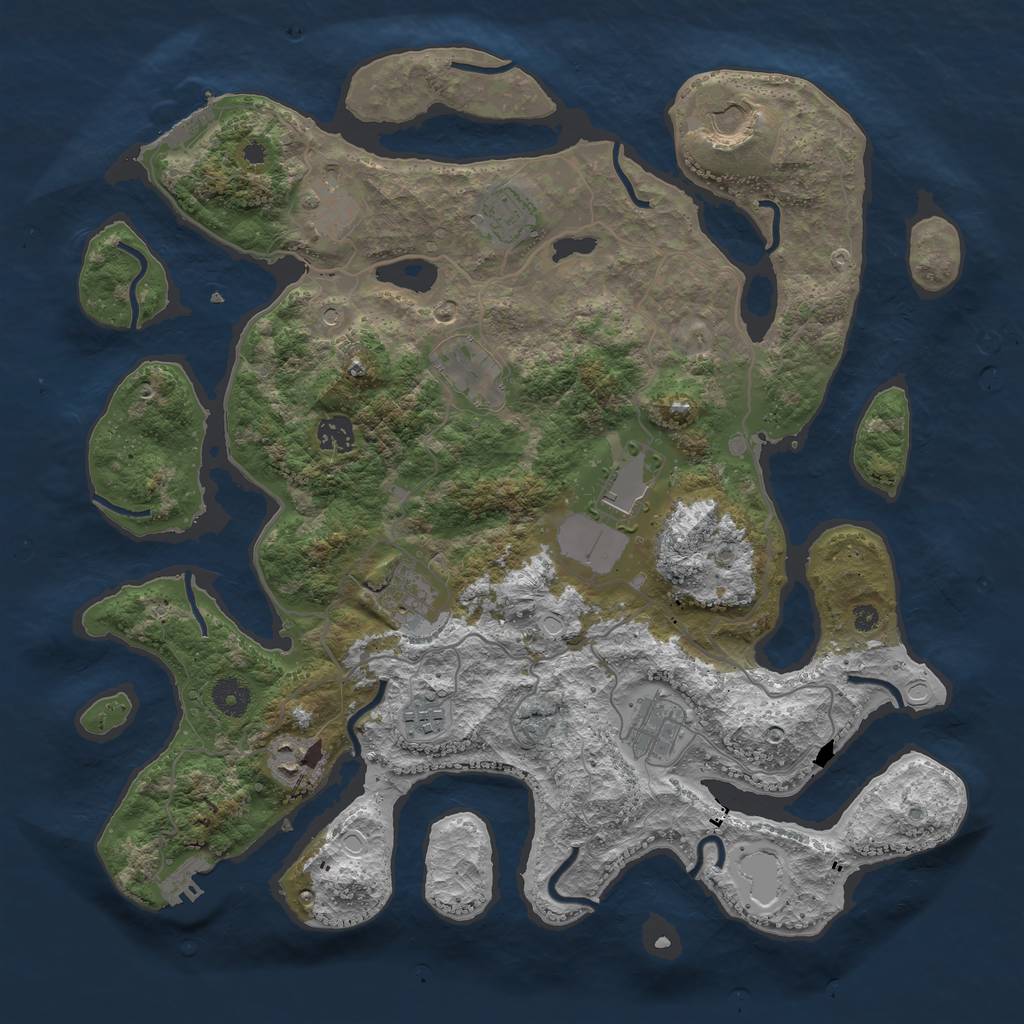 Rust Map: Procedural Map, Size: 4000, Seed: 1573399297, 18 Monuments