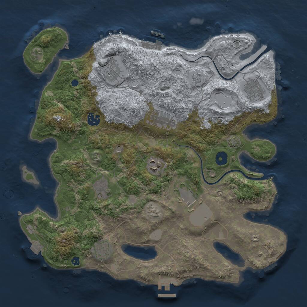 Rust Map: Procedural Map, Size: 3500, Seed: 1561885935, 14 Monuments