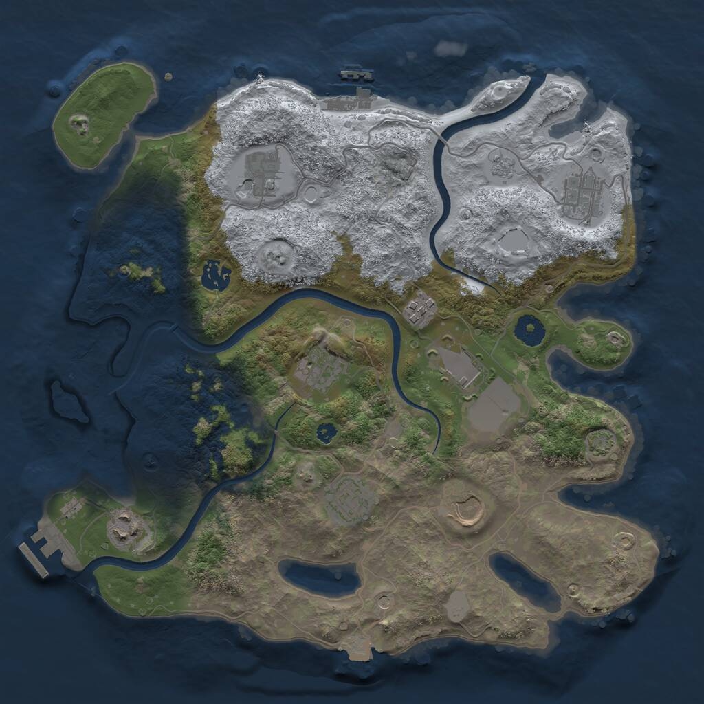 Rust Map: Procedural Map, Size: 3500, Seed: 1561885935, 15 Monuments