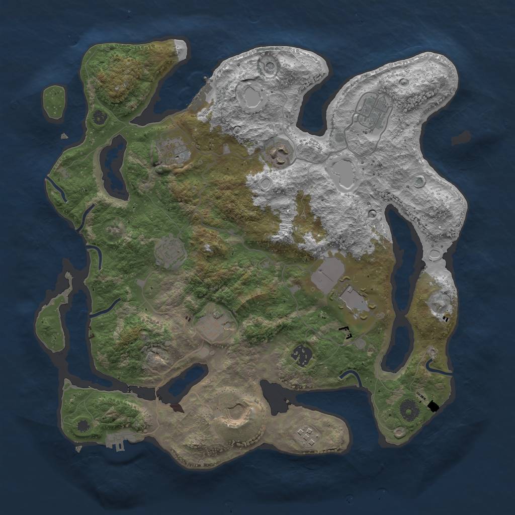 Rust Map: Procedural Map, Size: 3800, Seed: 78546579, 17 Monuments