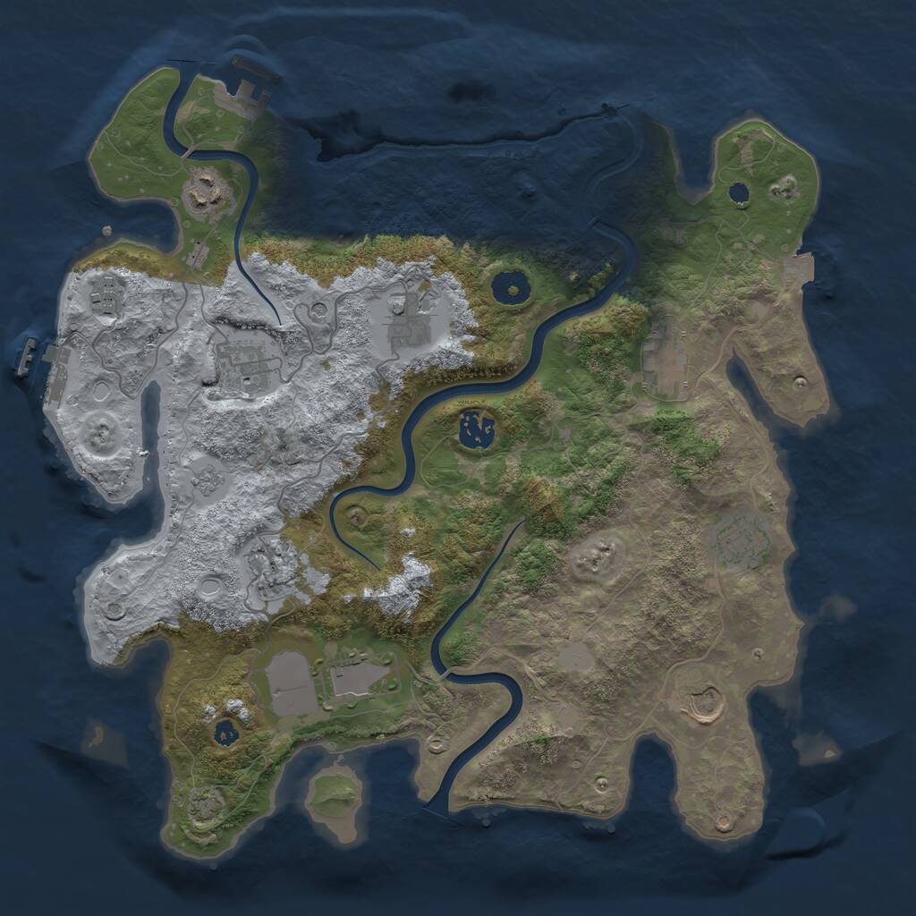 Rust Map: Procedural Map, Size: 3700, Seed: 63079732, 16 Monuments