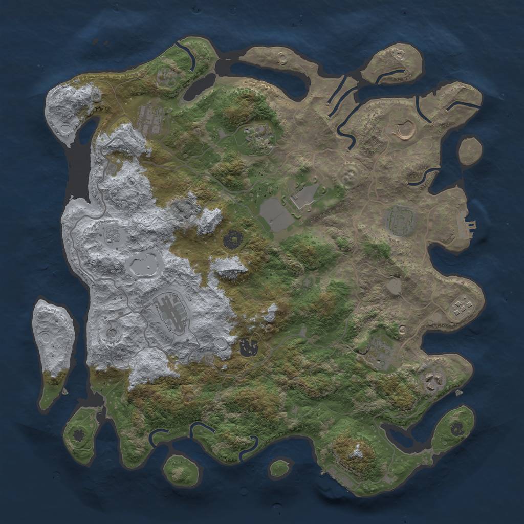 Rust Map: Procedural Map, Size: 4000, Seed: 118587, 17 Monuments