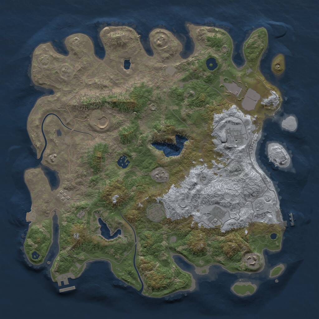 Rust Map: Procedural Map, Size: 4000, Seed: 5873659, 14 Monuments