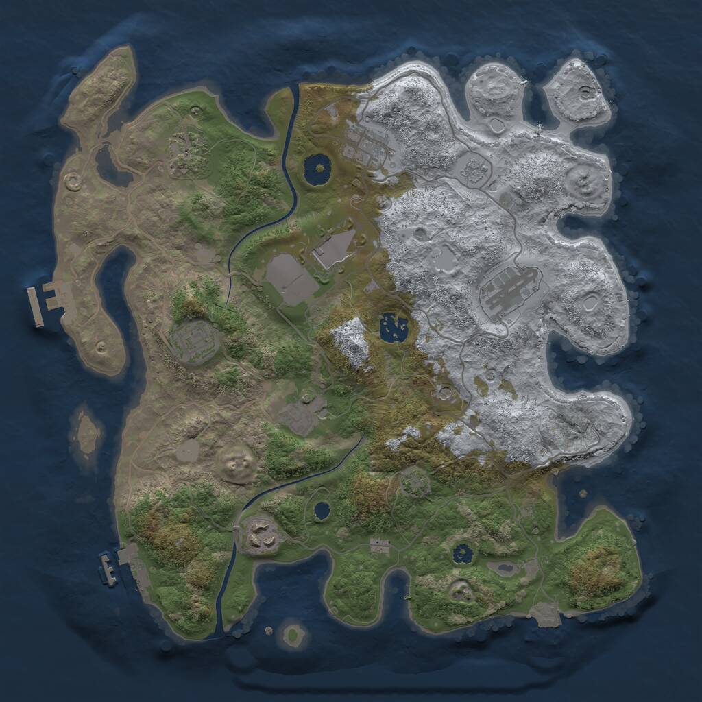 Rust Map: Procedural Map, Size: 3500, Seed: 52352, 14 Monuments