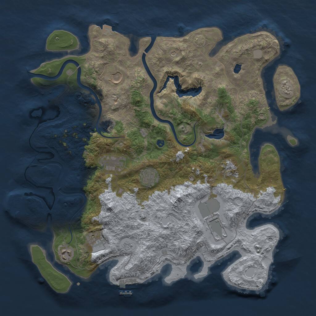 Rust Map: Procedural Map, Size: 4000, Seed: 535851, 14 Monuments