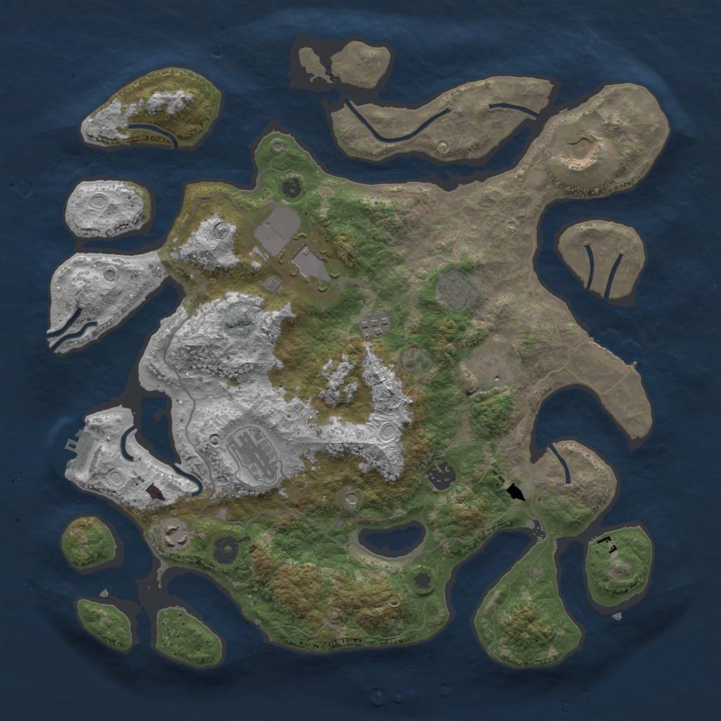 Rust Map: Procedural Map, Size: 4000, Seed: 587575, 16 Monuments