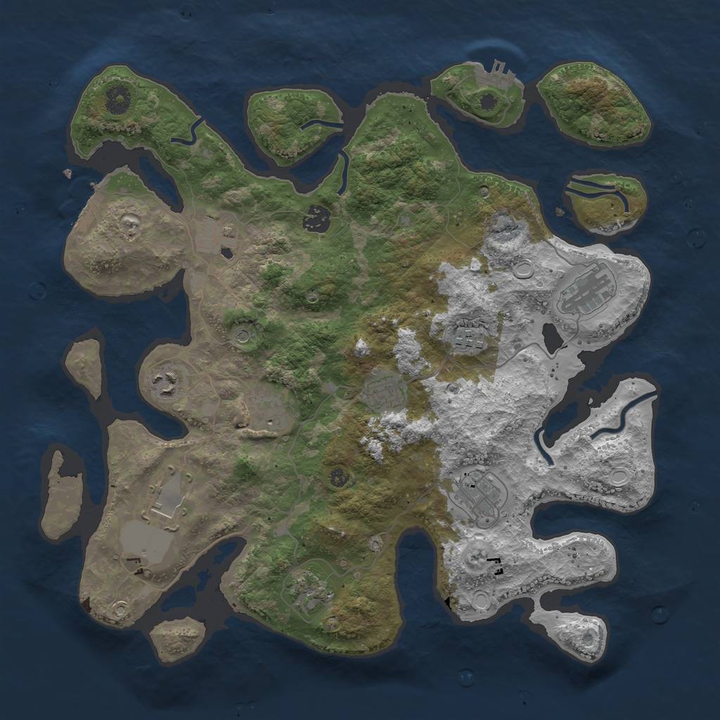 Rust Map: Procedural Map, Size: 3850, Seed: 1405035442, 18 Monuments