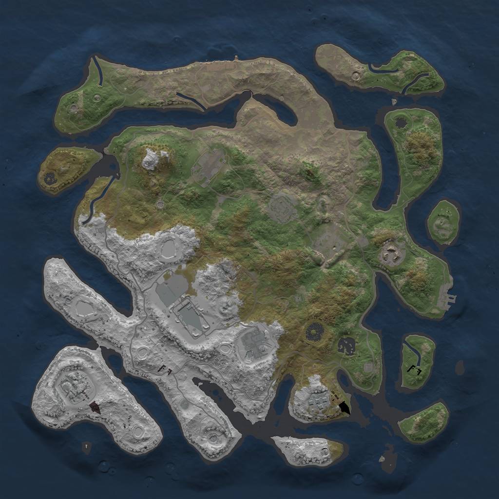 Rust Map: Procedural Map, Size: 4000, Seed: 995942, 17 Monuments
