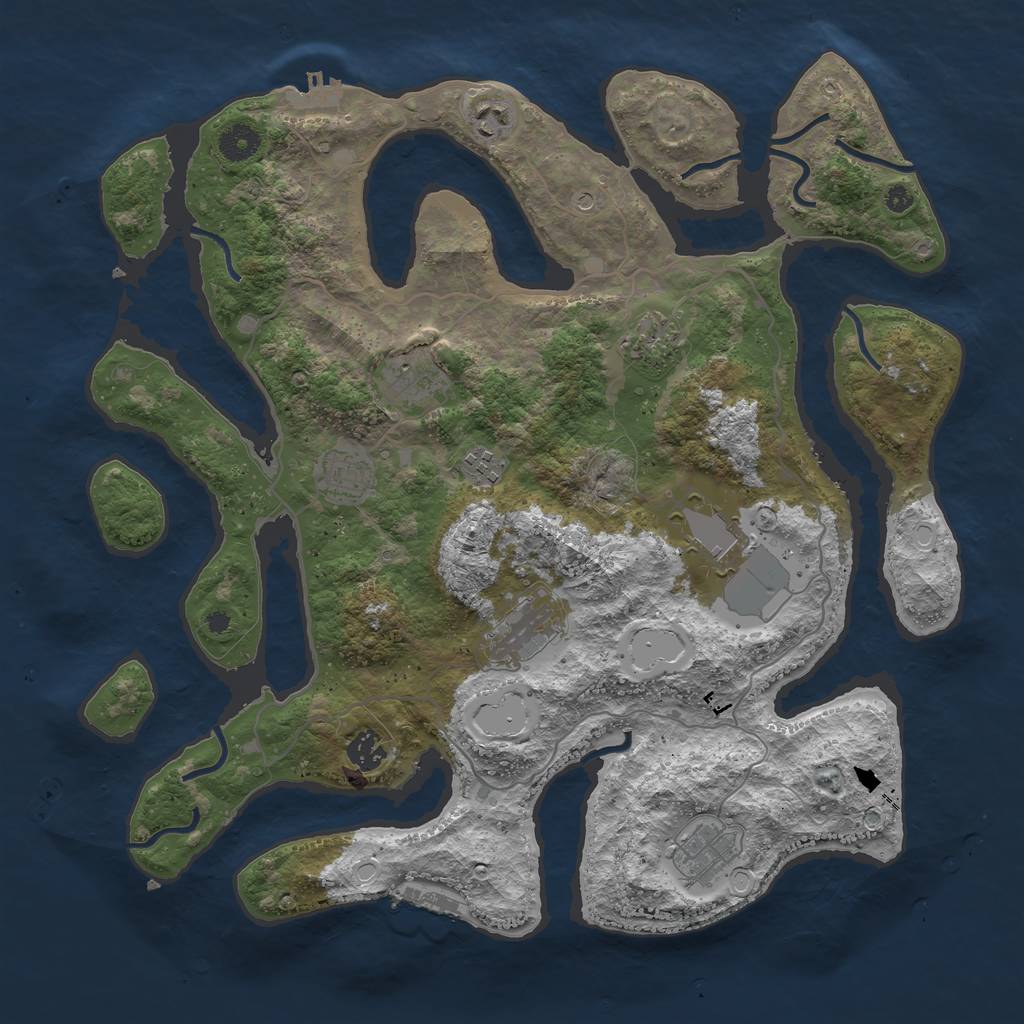 Rust Map: Procedural Map, Size: 4000, Seed: 20158, 17 Monuments