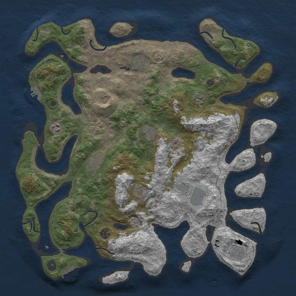 Rust Map: Procedural Map, Size: 4500, Seed: 1123581904, 19 Monuments