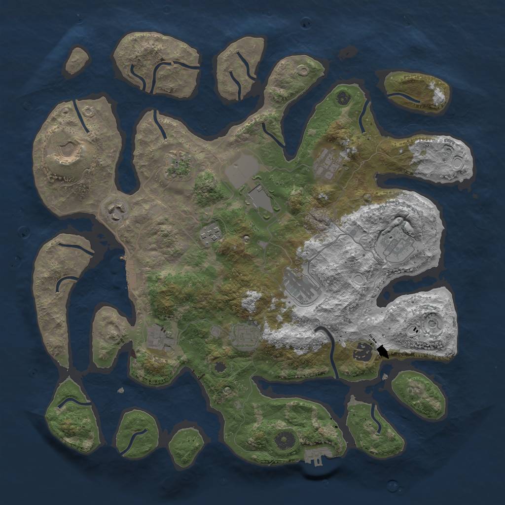 Rust Map: Procedural Map, Size: 3950, Seed: 1031399923, 19 Monuments