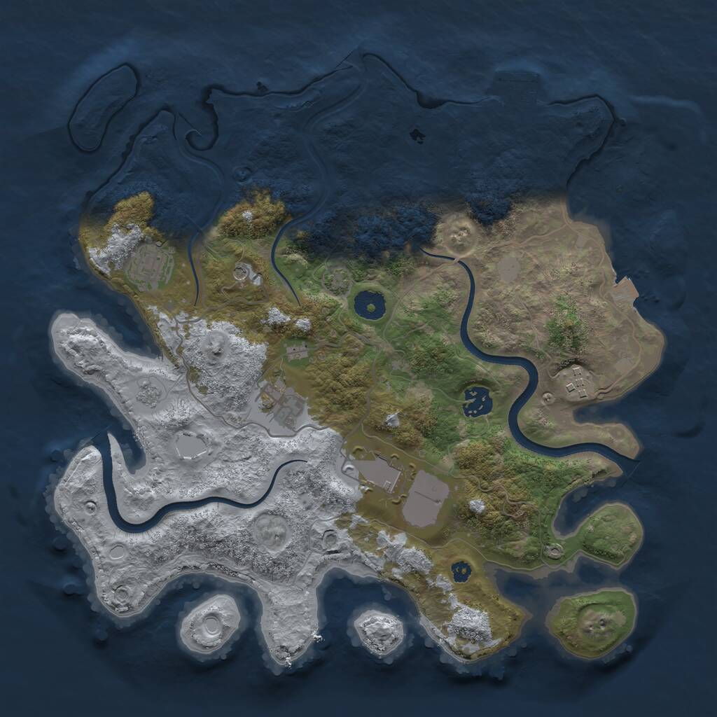 Rust Map: Procedural Map, Size: 3500, Seed: 2250710, 10 Monuments