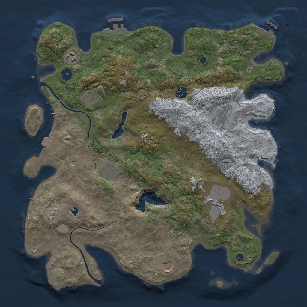 Rust Map: Procedural Map, Size: 4000, Seed: 166000686, 13 Monuments
