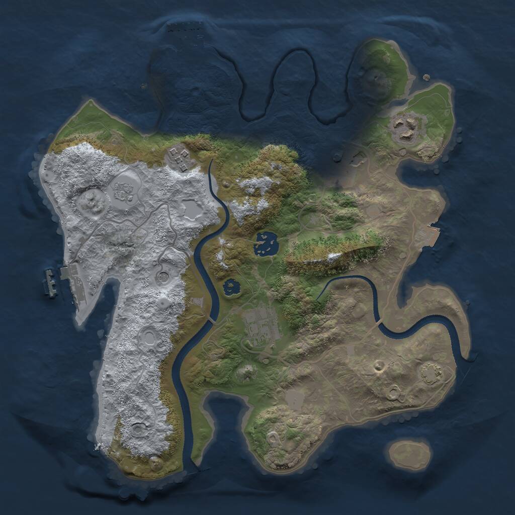 Rust Map: Procedural Map, Size: 3000, Seed: 1021875121, 11 Monuments