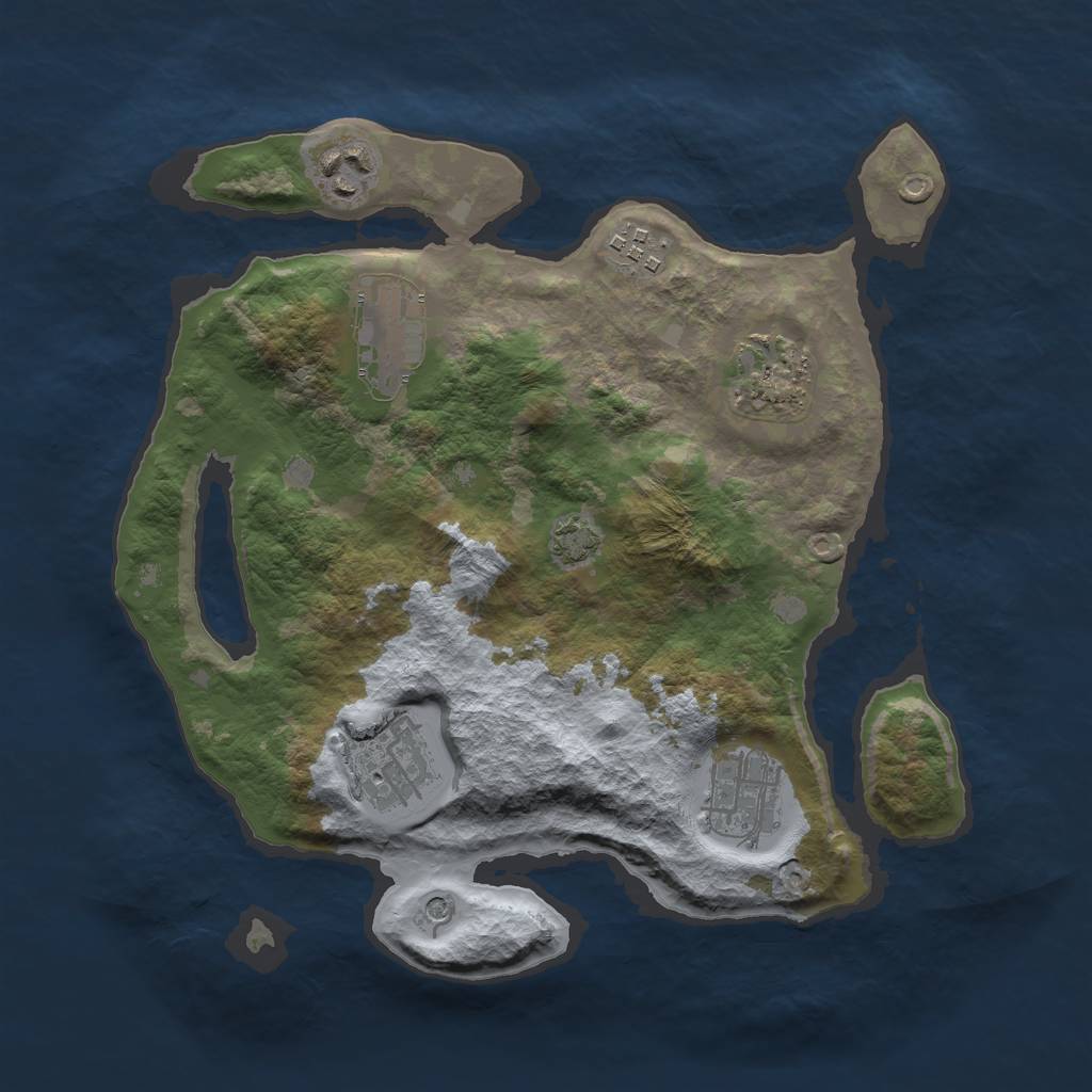 Rust Map: Barren, Size: 3000, Seed: 588024726, 10 Monuments