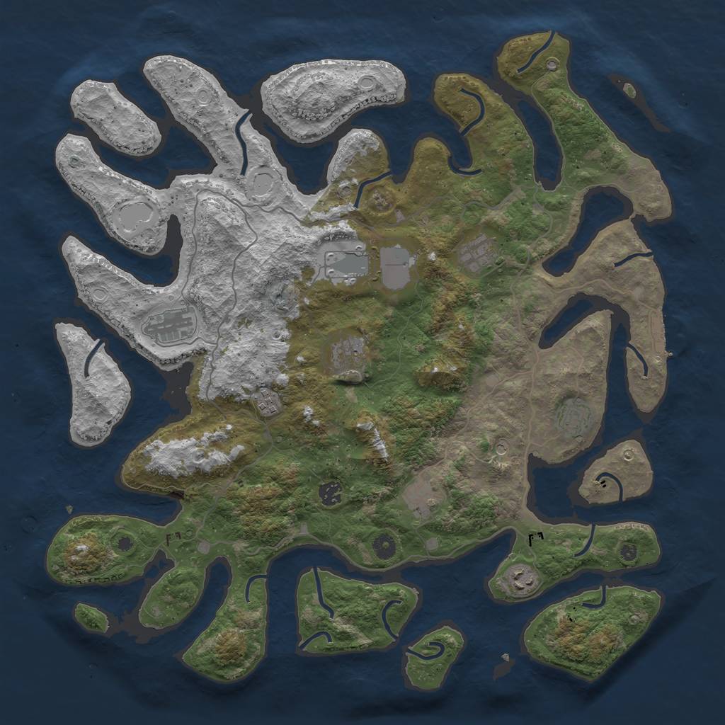 Rust Map: Procedural Map, Size: 4500, Seed: 25467, 16 Monuments