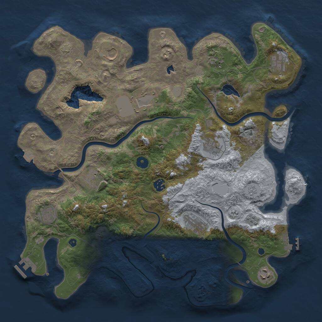 Rust Map: Procedural Map, Size: 4050, Seed: 1671343593, 17 Monuments