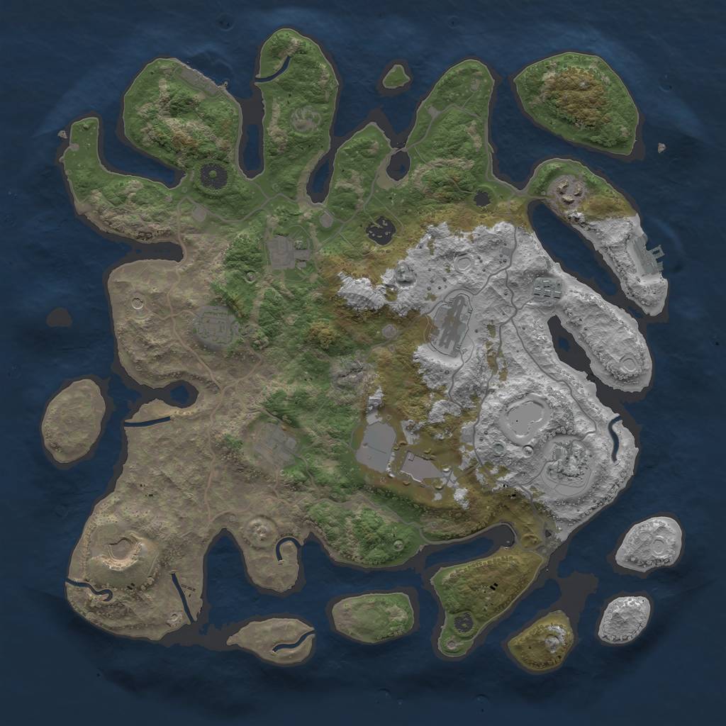 Rust Map: Procedural Map, Size: 4000, Seed: 25201, 18 Monuments