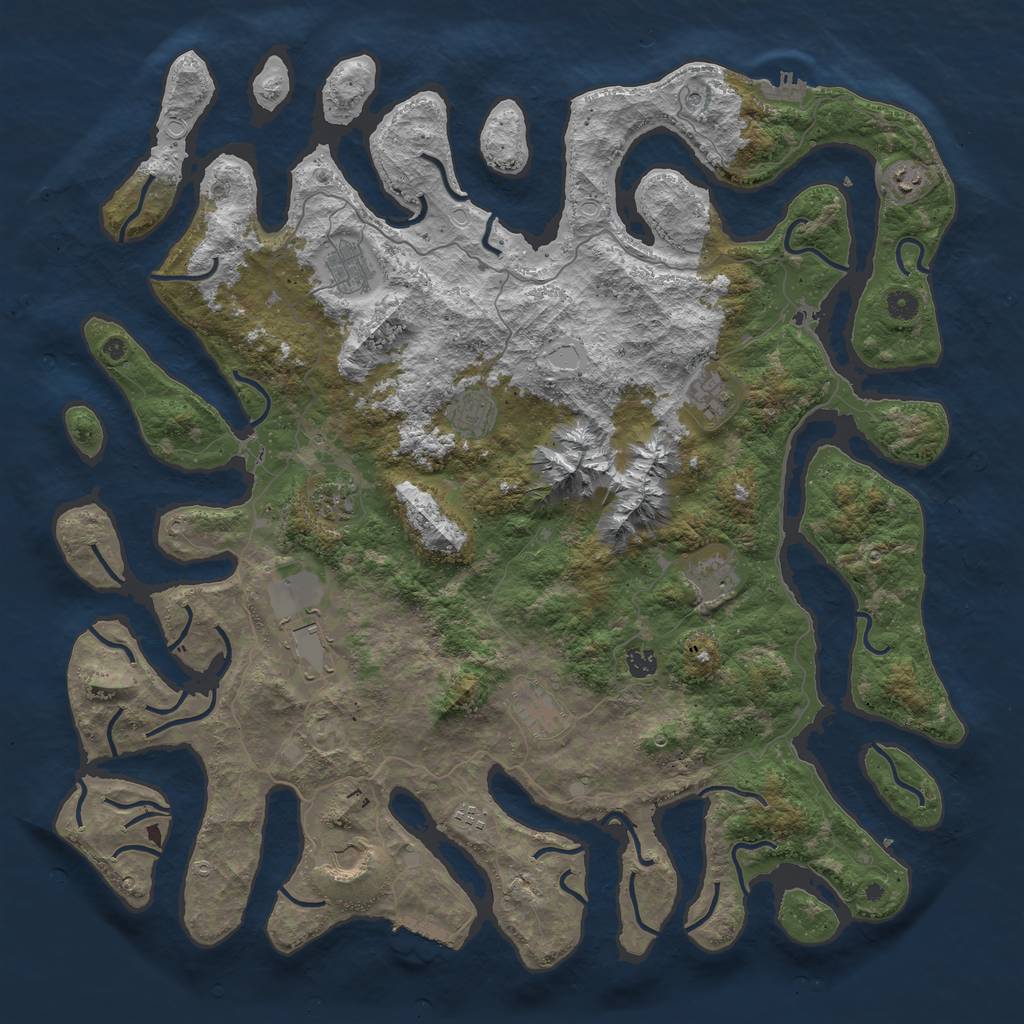 Rust Map: Procedural Map, Size: 5000, Seed: 1776, 19 Monuments