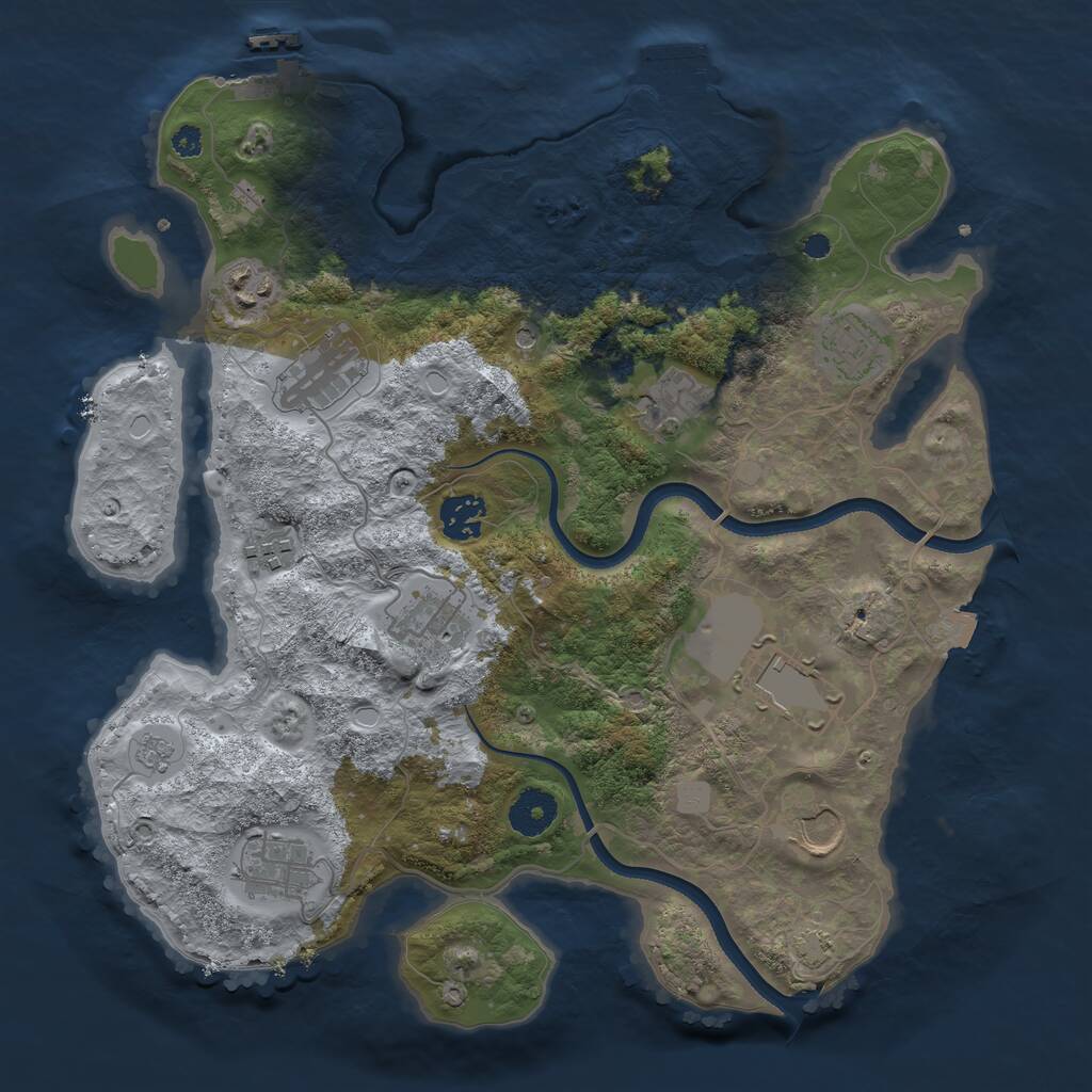 Rust Map: Procedural Map, Size: 3500, Seed: 7221, 16 Monuments