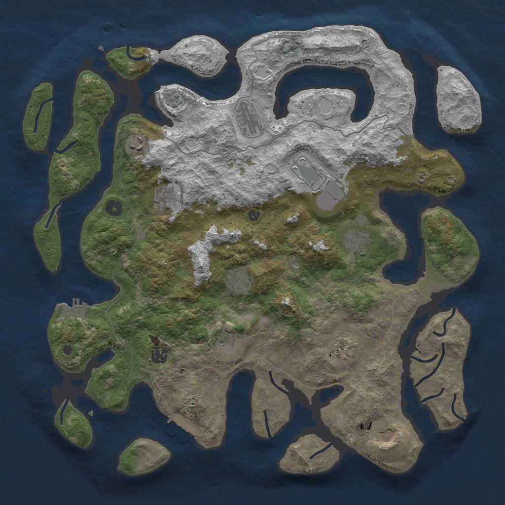 Rust Map: Procedural Map, Size: 4500, Seed: 1249380493, 19 Monuments