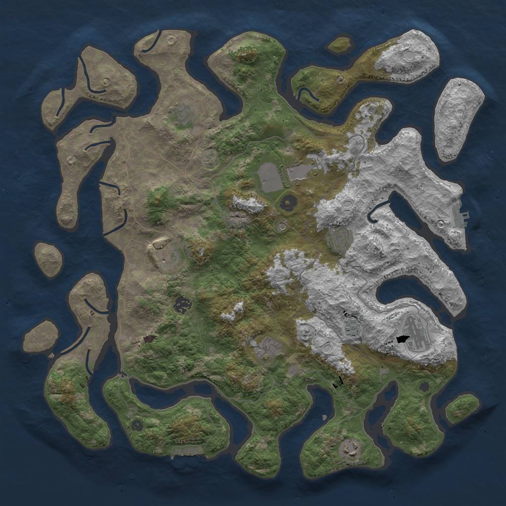 Rust Map: Procedural Map, Size: 4500, Seed: 847251, 17 Monuments