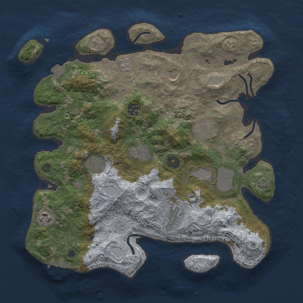 Rust Map: Procedural Map, Size: 3500, Seed: 345325, 16 Monuments