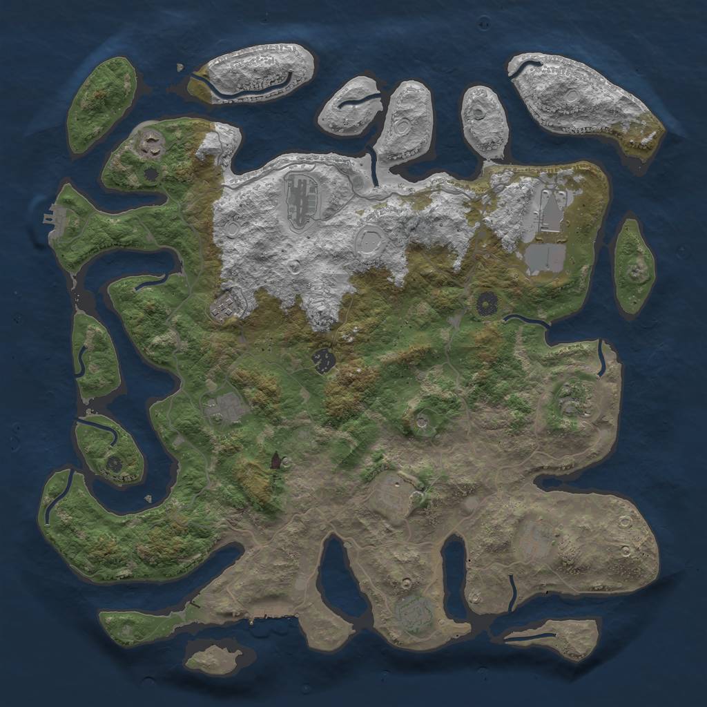 Rust Map: Procedural Map, Size: 4500, Seed: 14281, 18 Monuments