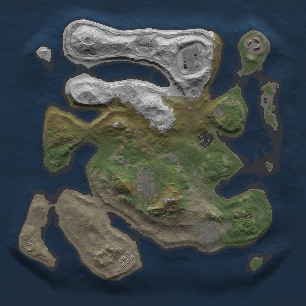 Rust Map: Barren, Size: 3000, Seed: 41121, 9 Monuments