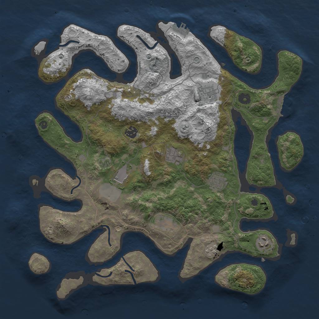 Rust Map: Procedural Map, Size: 4000, Seed: 3572, 16 Monuments