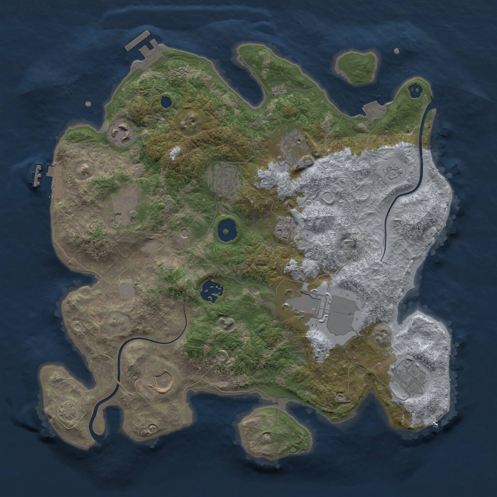 Rust Map: Procedural Map, Size: 3500, Seed: 2082988474, 15 Monuments