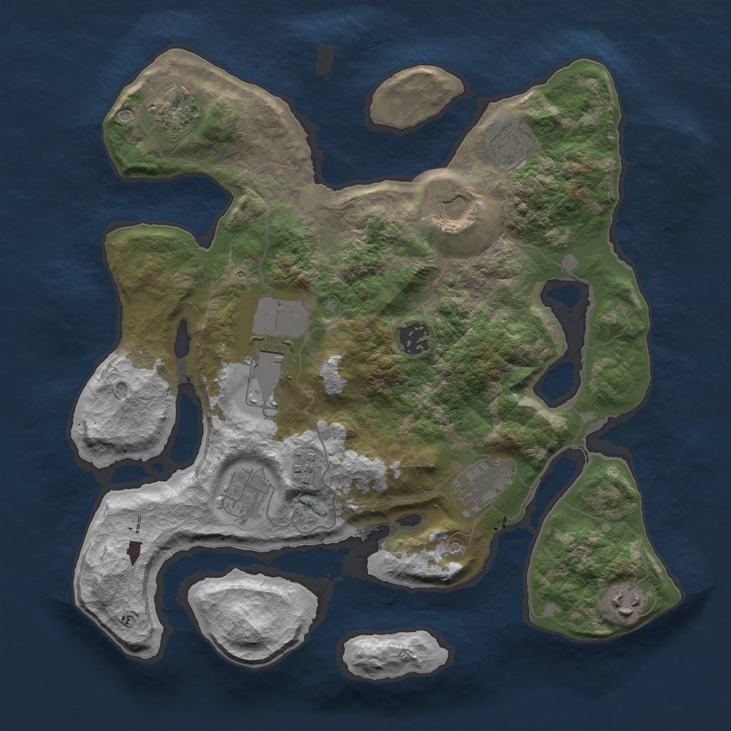 Rust Map: Barren, Size: 3500, Seed: 1316301118, 12 Monuments