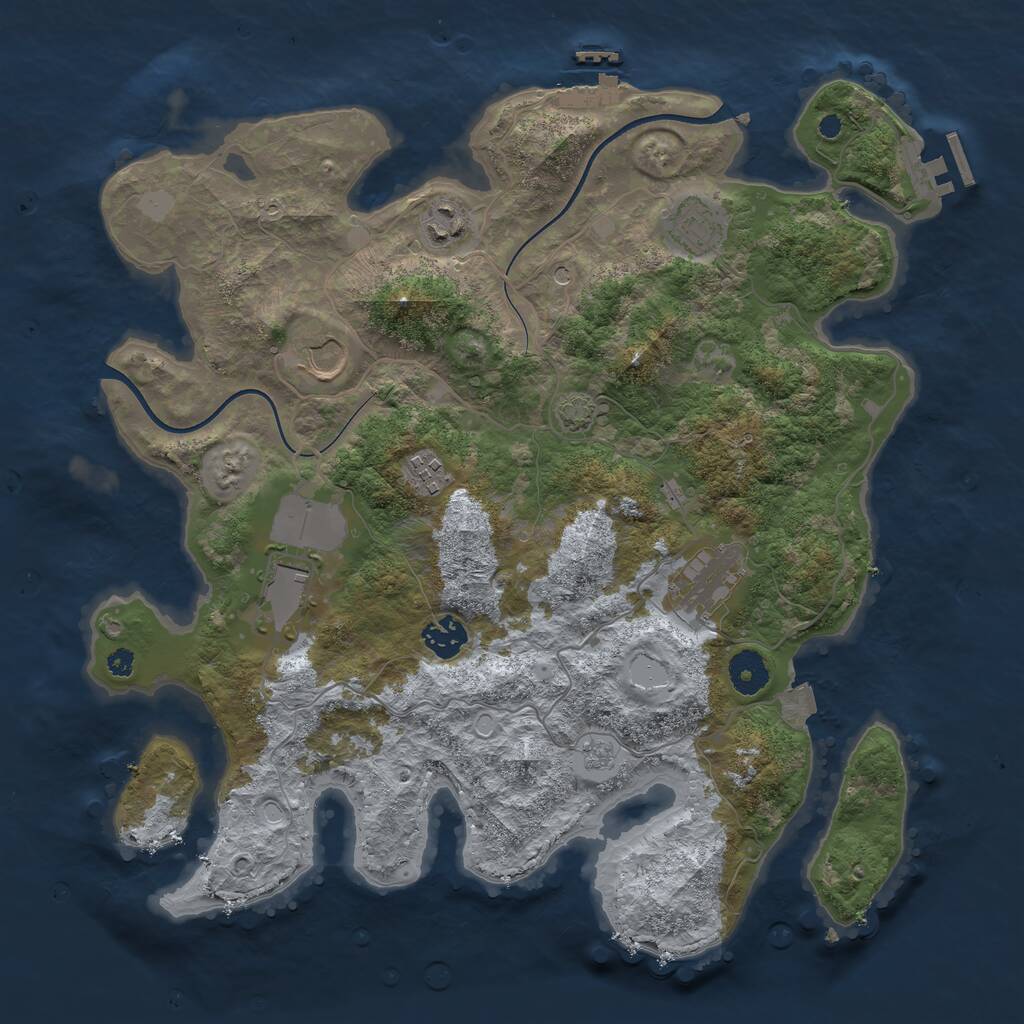 Rust Map: Procedural Map, Size: 3700, Seed: 49823585, 13 Monuments