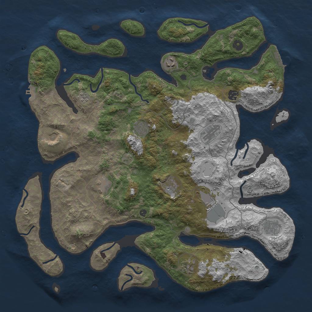 Rust Map: Procedural Map, Size: 4500, Seed: 241355324, 19 Monuments
