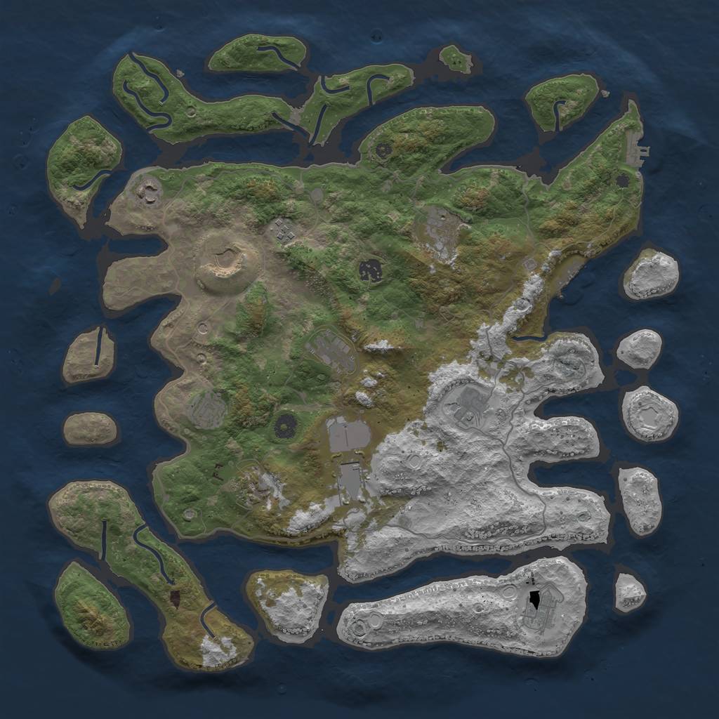 Rust Map: Procedural Map, Size: 4500, Seed: 1017, 19 Monuments