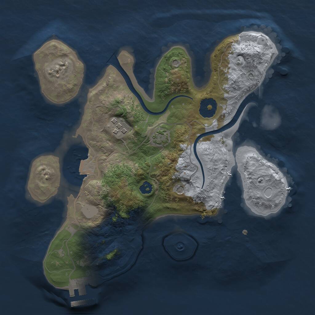 Rust Map: Procedural Map, Size: 2500, Seed: 111155, 5 Monuments