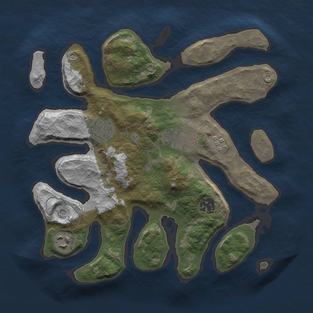 Rust Map: Barren, Size: 3000, Seed: 272040, 8 Monuments
