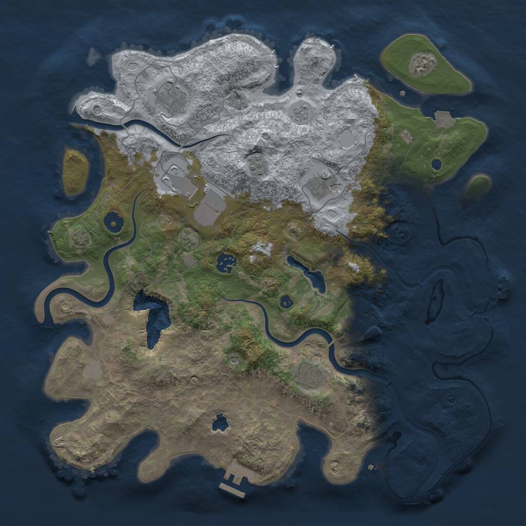 Rust Map: Procedural Map, Size: 4000, Seed: 76685587, 13 Monuments