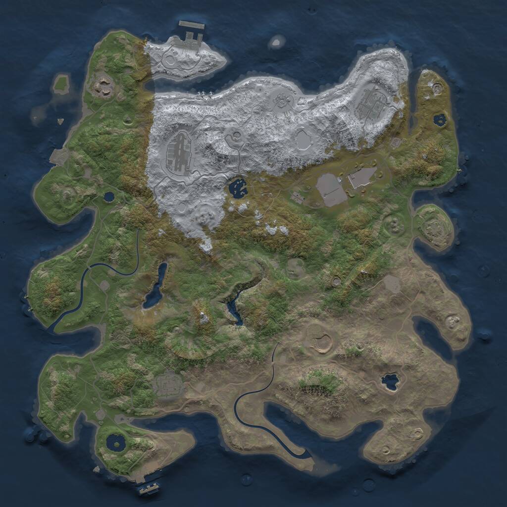 Rust Map: Procedural Map, Size: 4000, Seed: 721945, 13 Monuments