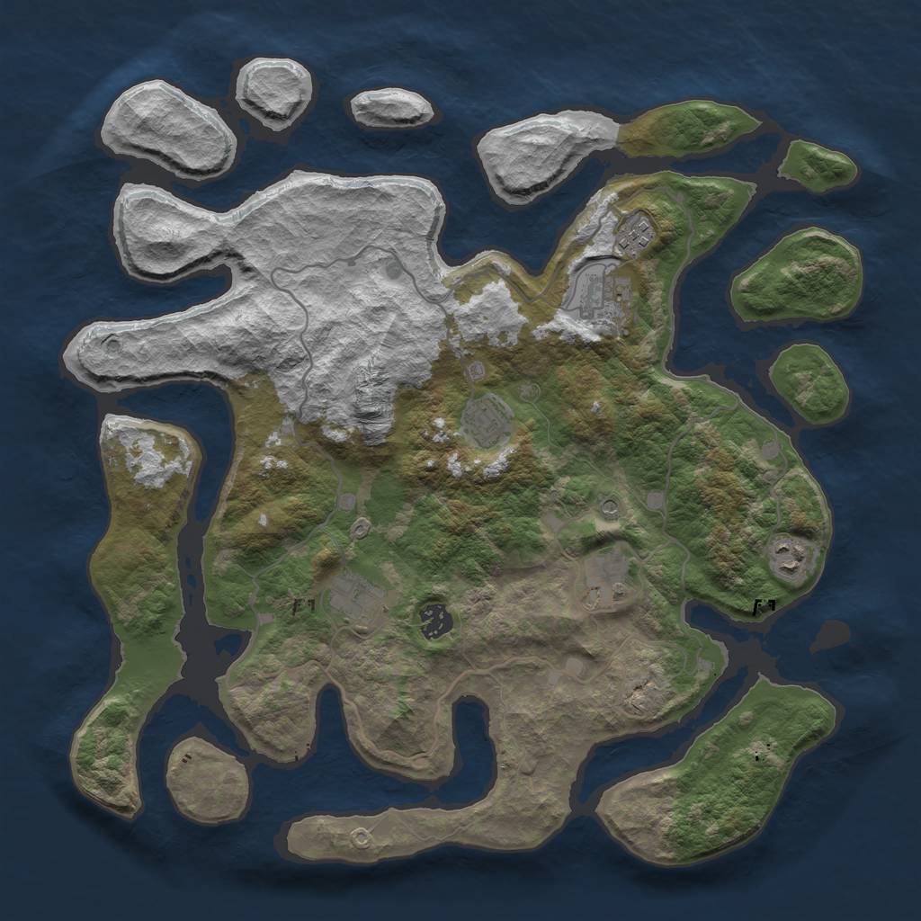 Rust Map: Barren, Size: 4000, Seed: 2055, 10 Monuments