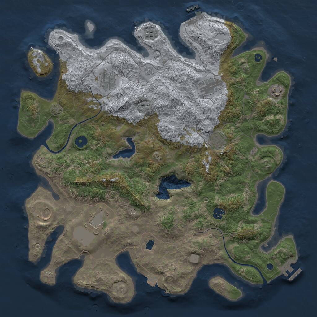 Rust Map: Procedural Map, Size: 4000, Seed: 1125495177, 14 Monuments