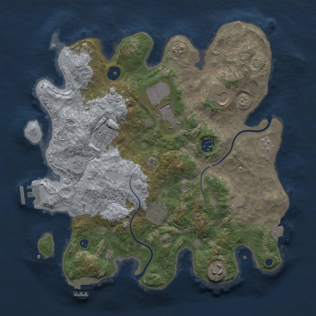 Rust Map: Procedural Map, Size: 3500, Seed: 76672878, 13 Monuments